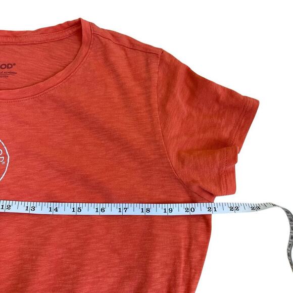 Life is Good Sz M Short Sleeve Textured Slub Cotton Mini Dress Orange Rising Sun - Picture 10 of 16